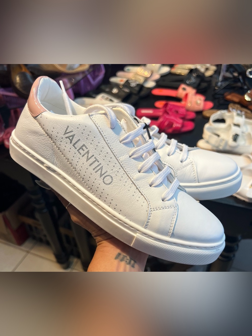 Valentino White Leather Lace-Up Women's Sneakers si3 9 new no box!!